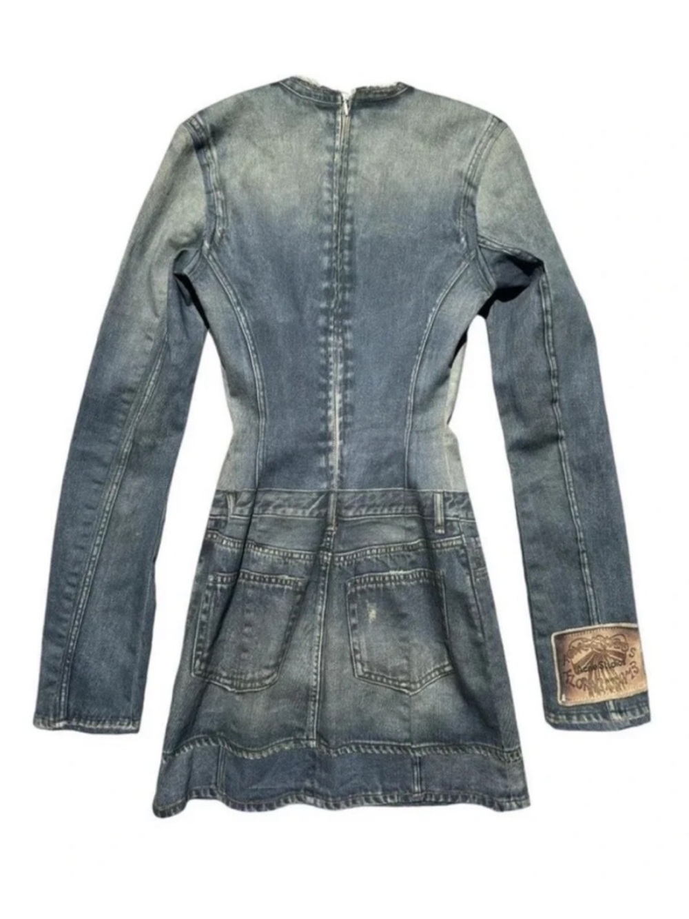 Edgy Denim-Look Dress Casual Party Mini - Picture 5 of 13
